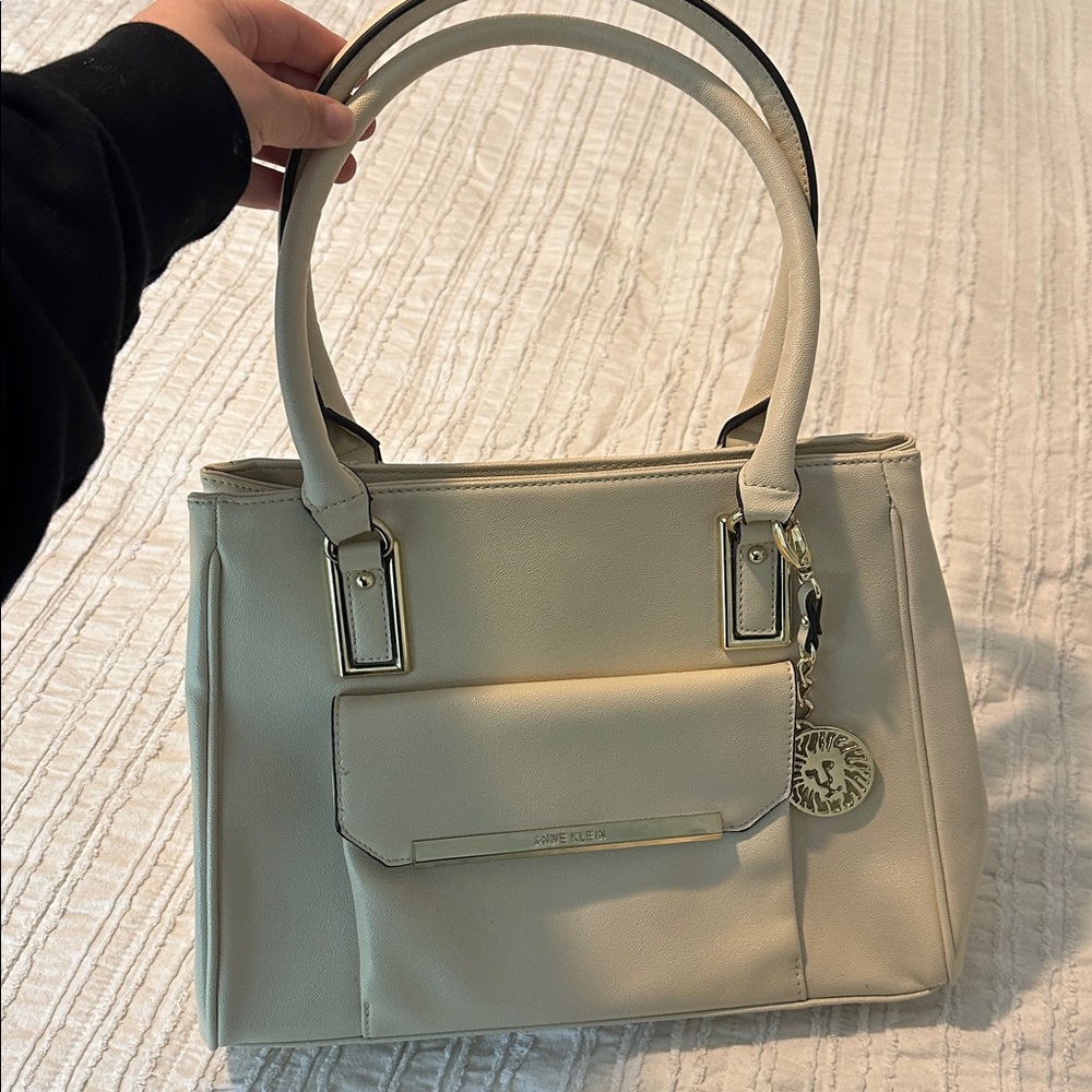 Anne Klein Ivory Shoulder Purse with Gold Details - Picture 6 of 7